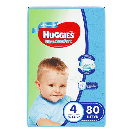 Huggies Подгузники Ультра Комфорт 4 (8-14 кг) № 80 для мальчиков