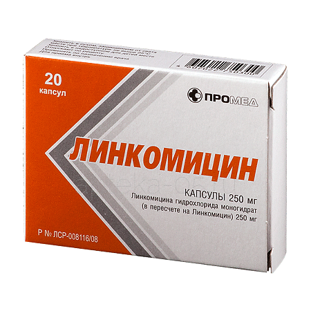 Линкомицина г/х капс 250 мг № 20 (Производство медикаментов)