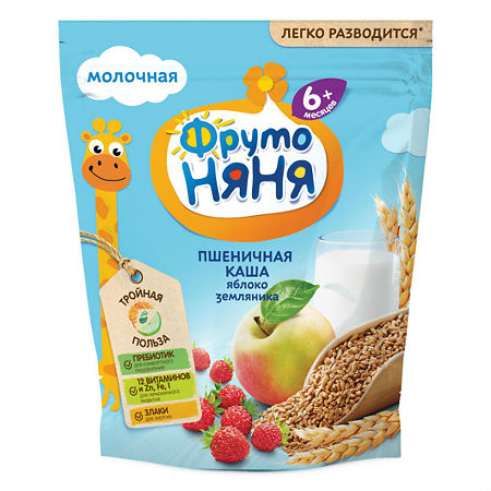 Фруто Няня Каша Пшеничная с яблоком и земляникой 200 г