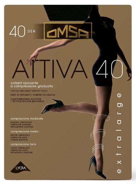 Колготки Omsa Attiva 40 (3, Nero)
