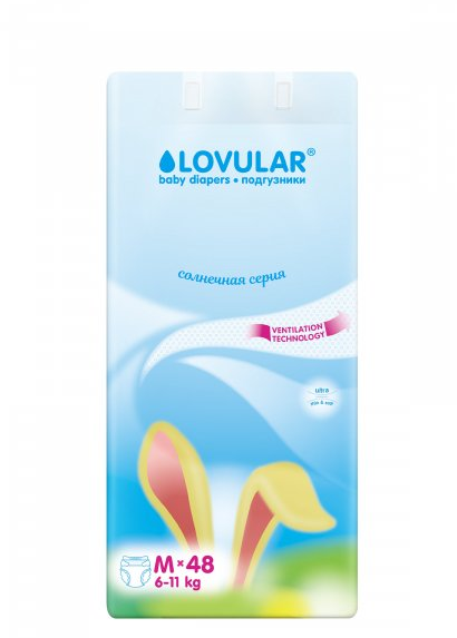Lovular Подгузники Солнечная серия р.M (6-11 кг) № 48
