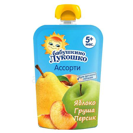 Бабушкино Лукошко Пюре  90 г Яблоко груша, персик