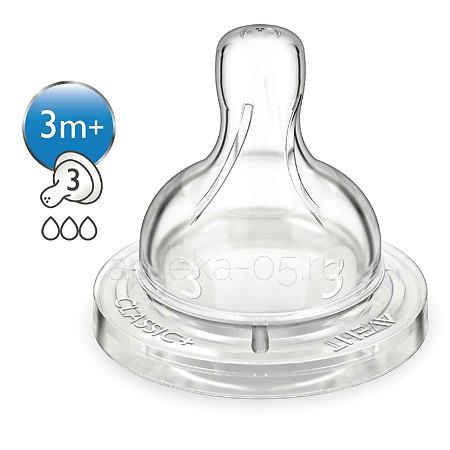 Авент Соска 3 капли средний поток (3 м+) № 2 (SCF 633/27, SCY763/02)