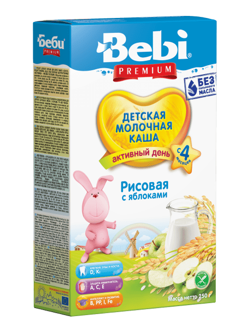 Беби Премиум Каша (мол) Рисовая с яблоком 200 г