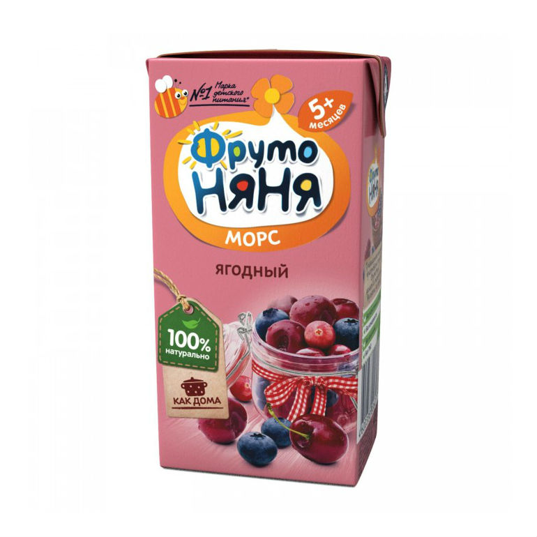 Фруто Няня Морс из клюквы, черники и вишни 200 мл