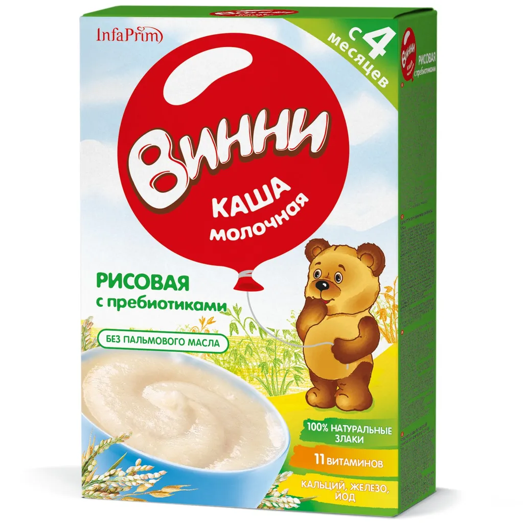 Винни Каша мол 200 г Рисовая с пребиотиками (с 4 мес)
