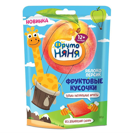 Фруто Няня Фруктовые кусочки из яблок и персиков 53 г № 10