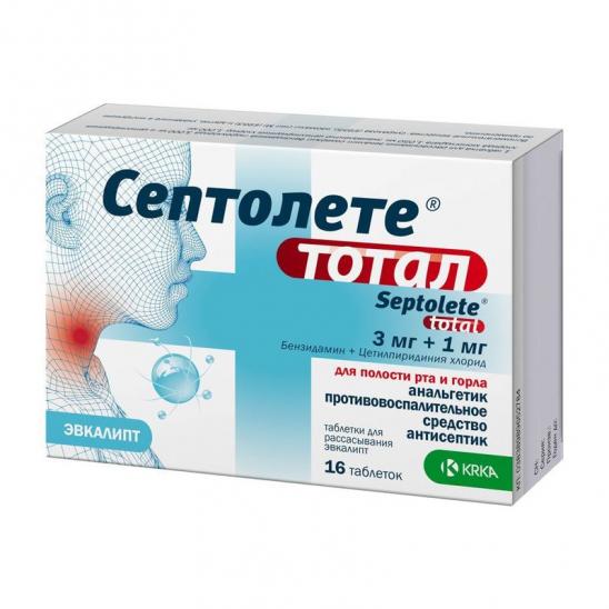 Септолете Тотал тб 3мг+1мг № 16 (эвкалипт)