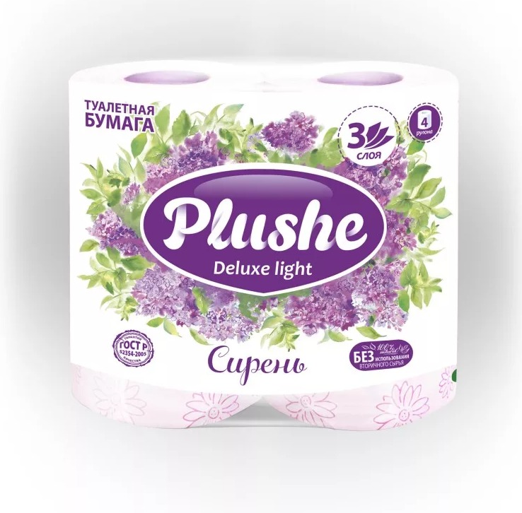 Plushe Туалетная бумага Deluxe Light Сирень 3 сл. № 4