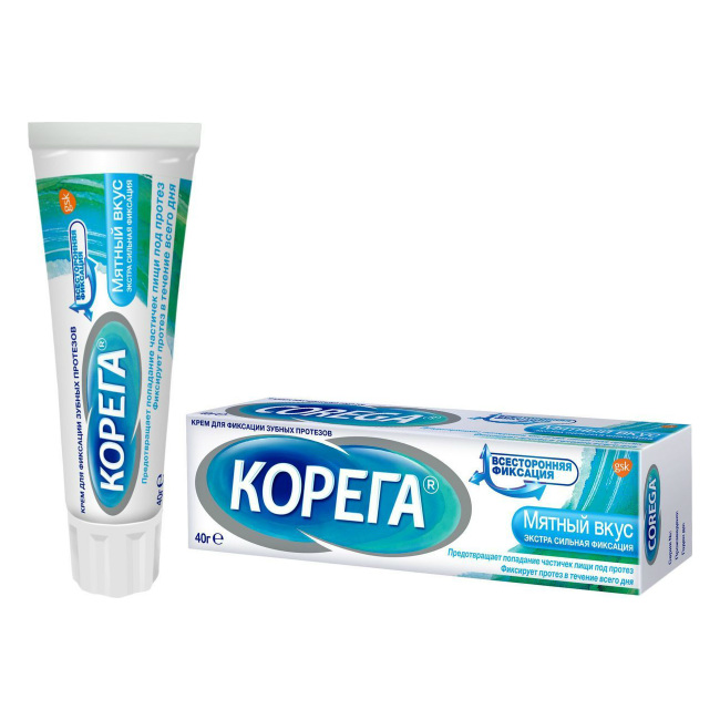 Корега крем для зубных протезов (экстра сильная фиксация, мятный) 40 г