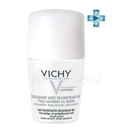 Vichy дезодорант шар.  для чувствительной кожи 48 ч. белый