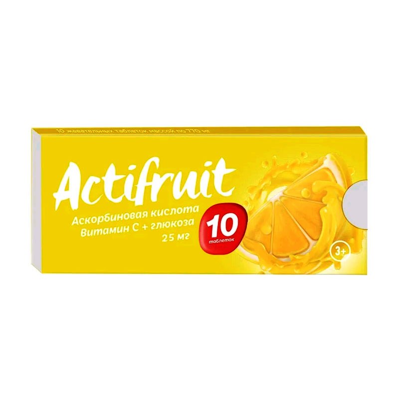 Актифрут витамин С жев.тб с глюкозой Апельсин № 10