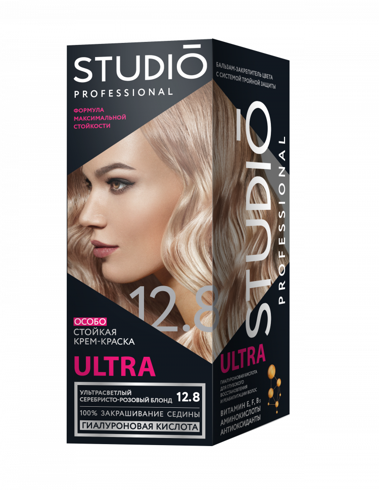 Studio professional Ultra крем-краска 12.8 Ультрасвет. серебро-роз. блонд