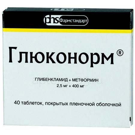Глюконорм тб  2,5+400 мг № 40